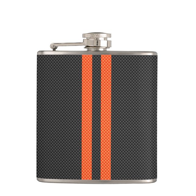 Flasques Sportive Orange Stripes sur fibre de carbone (Devant)