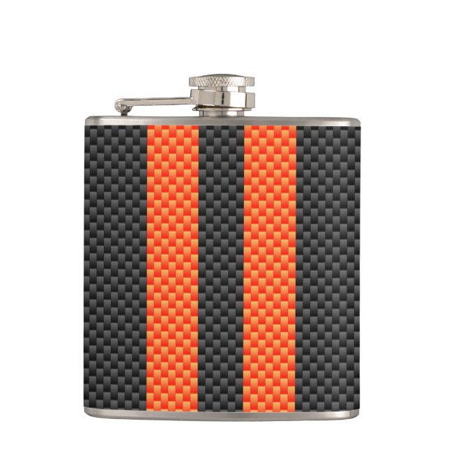 Flasques Sportive Orange Stripes sur fibre de carbone (Devant)