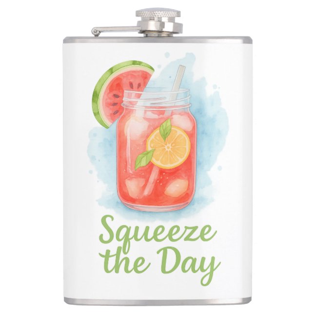 Flasques Squeeze Day - Boisson d'aquarelle d'été (Devant)