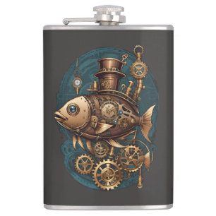 Flasques Steampunk Poisson Vintage style rétro