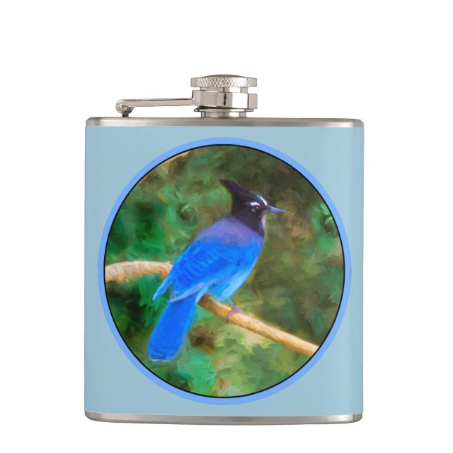 Flasques Steller's Jay Painting - Art original pour oiseaux (Devant)