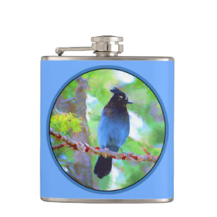 Flasques Steller's Jay Painting - Art original pour oiseaux