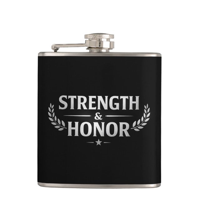 Flasques Strength and Honor Black Stainless Steel Hip Flask (Devant)