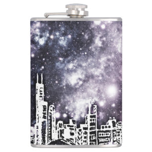 Flasques Style bande dessinée Black & White City Skyline Ga