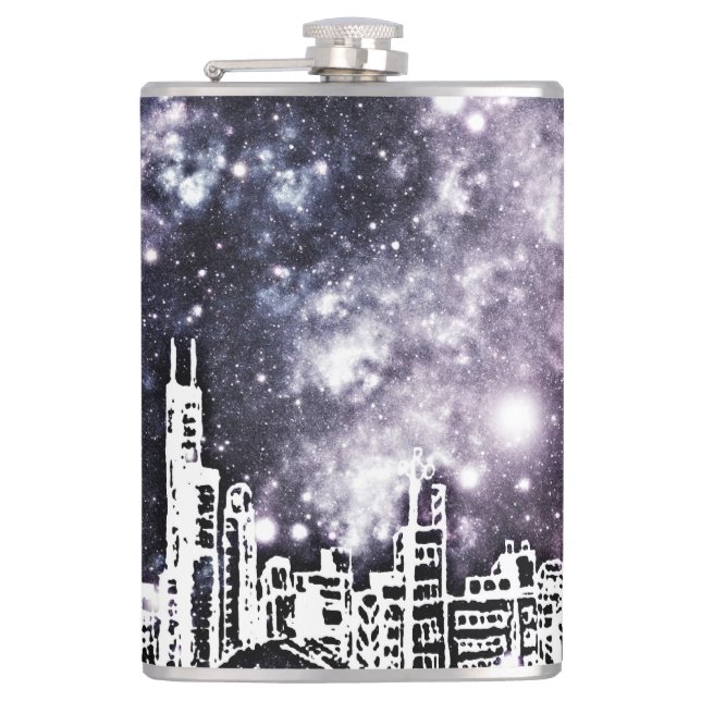 Flasques Style bande dessinée Black & White City Skyline Ga (Devant)