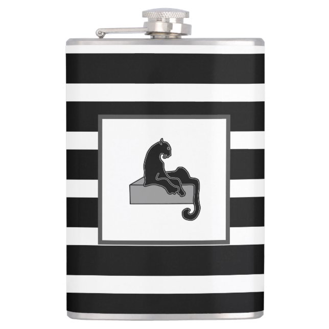 Flasques Stylish Black Panther Cat White (Devant)