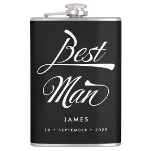 Flasques Stylisme noir typographie Best Man Groomsmen