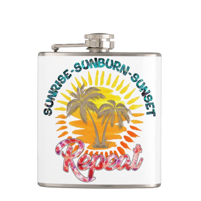 Flasques Sunrise-Sunburn-Sunset-Repeat | Palmiers d'or (Devant)
