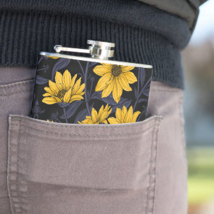 Flasques Sunroot, tournesol sauvage en jaune et bleu