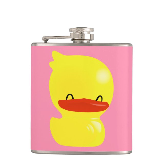 Flasques Super mignon Ducky Vinyl Wrapped Flask en rose (Devant)