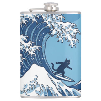 Flasques Surf's Up, Kanagawa – Le Chat Surfeur de la Grande