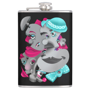 Flasques Surreal Puzzle Face Hip Flask