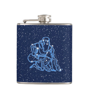 Flasques Symbole Aquarius Constellation et Zodiaque avec ét