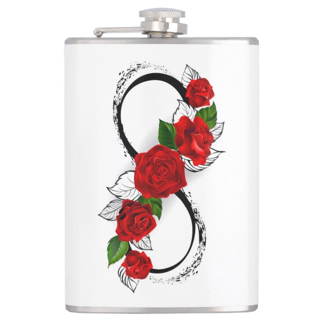 Flasques Symbole d'infini avec les roses rouges (Devant)