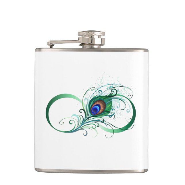 Flasques Symbole d'infini avec plume de paon (Devant)