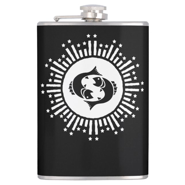 Flasques Symbole du zodiaque Poissons avec explosion stella (Devant)