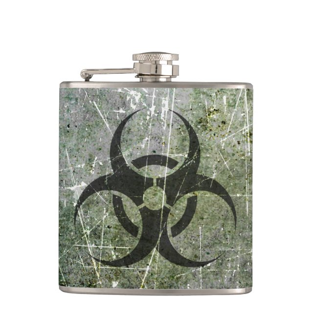 Flasques Symbole gris et noir rayé et porté de Biohazard (Devant)