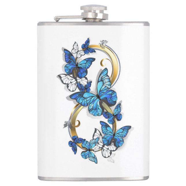 Flasques Symbole infini de papillons Morpho bleus (Devant)