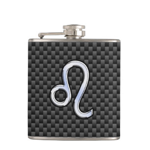 Flasques Symbole Leo Zodiac sur l'impression en fibre de ca