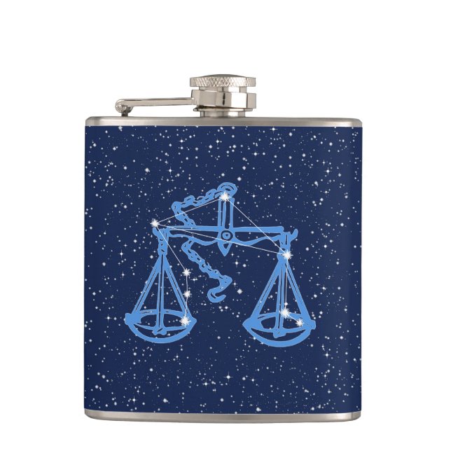 Flasques Symbole Libra Constellation et Zodiac avec étoiles (Devant)