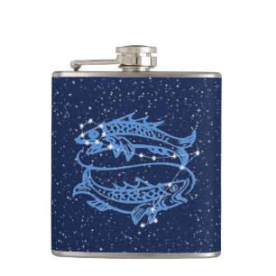 Flasques Symbole Poissons Constellation et Zodiaque avec ét