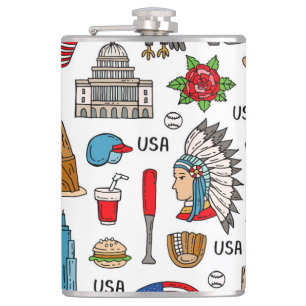 Flasques Symboles USA Vintage Motif sans couture
