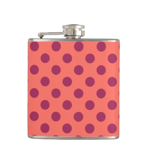 Flasques Taches polka rouges vin et corail vivant