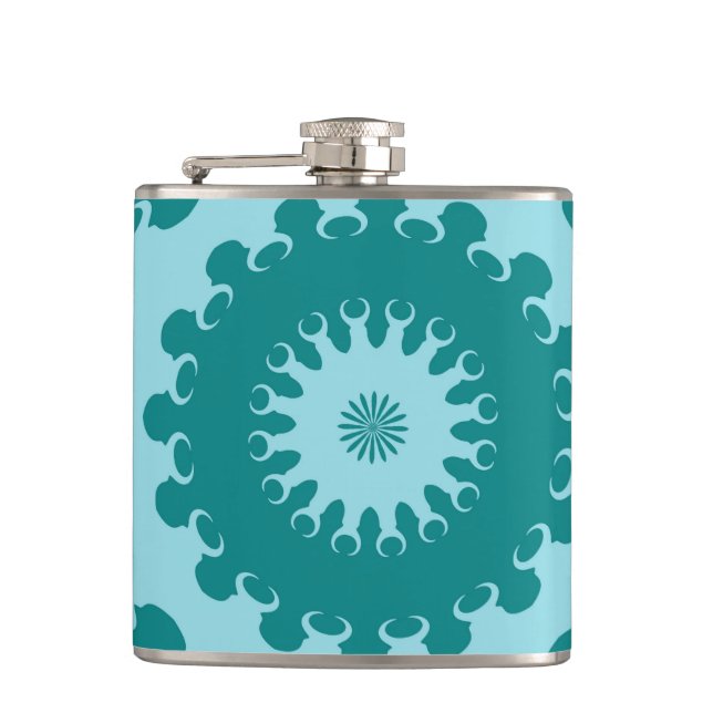 Flasques Tanager Turquoise et sarcelle Bleu Croissant Lune  (Devant)