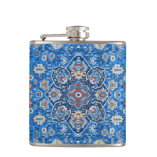 Flasques Tapis Persan Turc Bleu Oriental Antique (Devant)