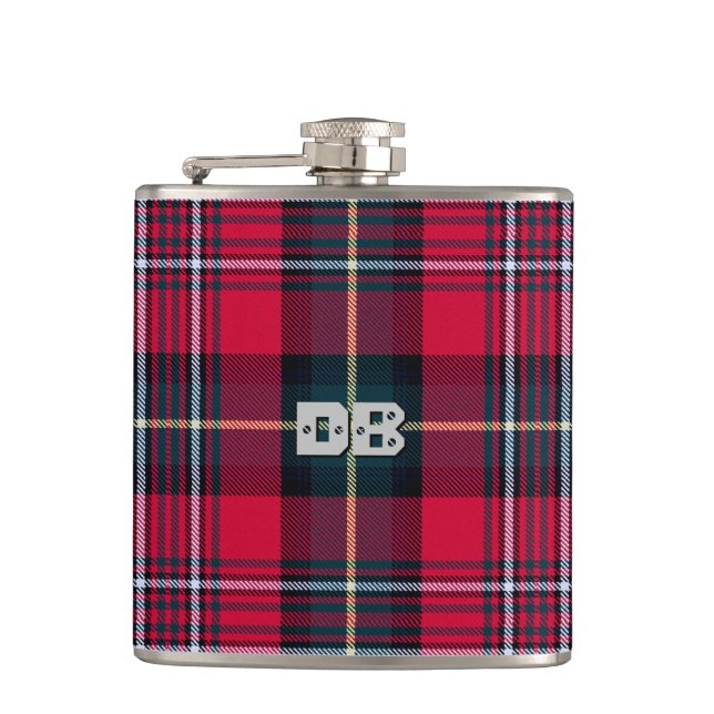 Flasques Tartan avec vos initiales (Devant)