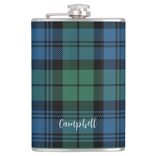 Flasques Tartan Campbell Script Rustique Personnalisé (Devant)