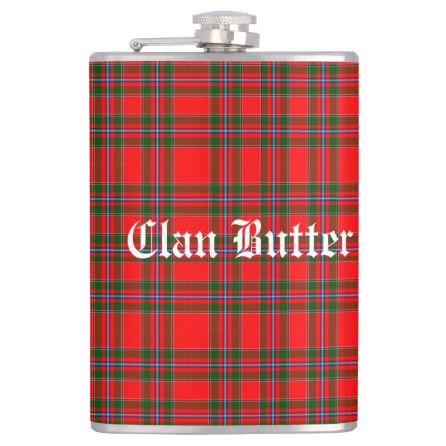 Flasques Tartan du beurre de clan et texte personnalisé (Devant)