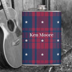Flasques Tartan - Patriotique - Bleu Rouge Blancs Étoiles V