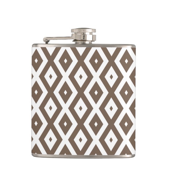 Flasques Taupe motif diamant brun et blanc (Devant)
