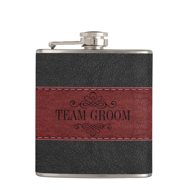 Flasques Team Groom Black & Red Leather (Devant)