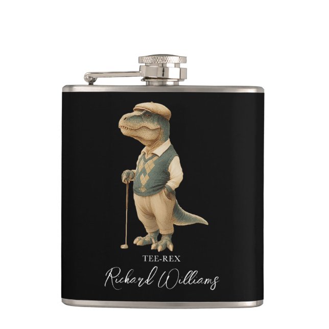 Flasques Tee-Rex golfeur dinosaure signature nom cool (Devant)