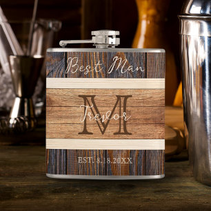 Flasques Témoin de mariage ton bois rustique