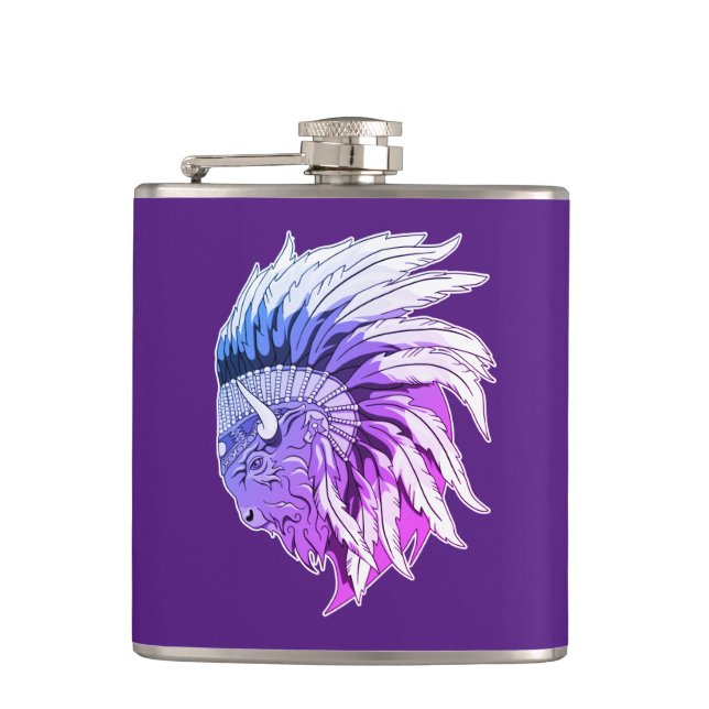 Flasques Tête de buffle avec coiffure indienne (Devant)