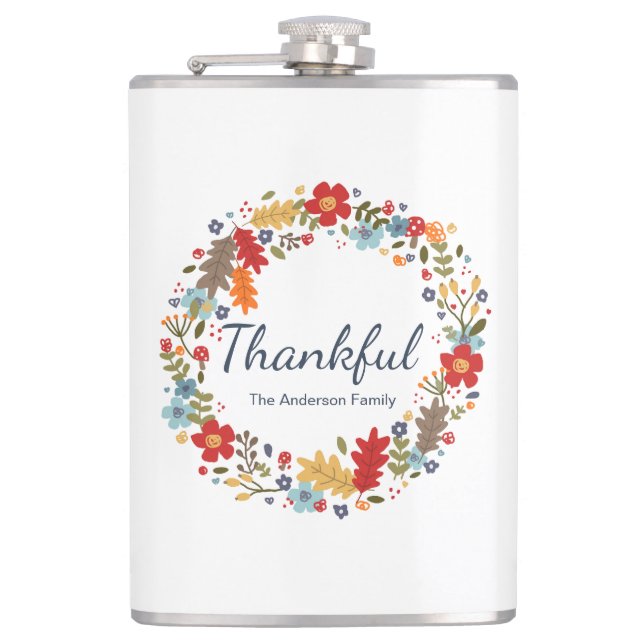 Flasques Thanksgiving Thankful Fall personnalisée (Devant)
