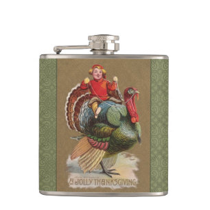 Flasques Thanksgiving Turquie Drôle salutations Vintages