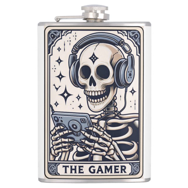 Flasques The Gamer Skeleton Tarot Card (Devant)