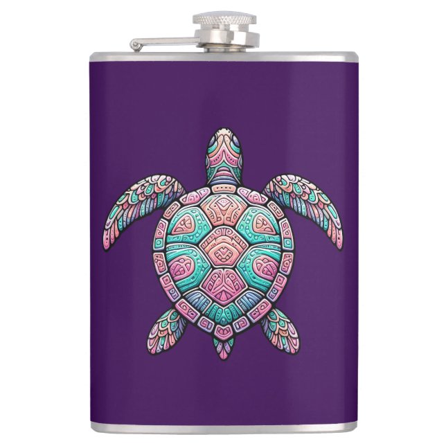 Flasques Tortue de mer colorée (Devant)
