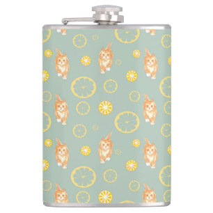 Flasques tranche de citron et motif de chat