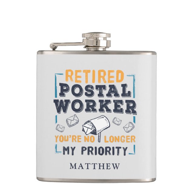 Flasques Travailleur Postal Retraité Priorité de Retraite (Devant)