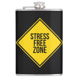 Flasques Trendy Stress Free Zone Citation Jaune Noir