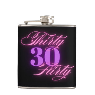 Flasques trente flirt, 30e anniversaire néon rose noir chic