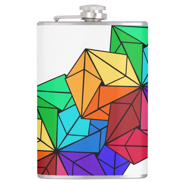 Flasques Triangles de cubes arc-en-ciel lumineux 3D en blan (Devant)