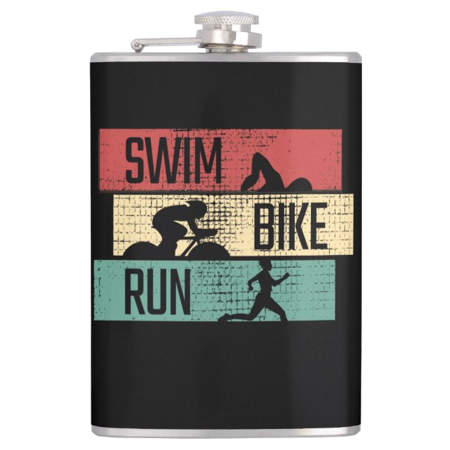 Flasques Triathlon - Course à vélo de natation (Devant)
