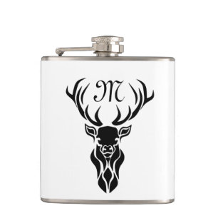 Flasques Tribal Black Stag Silhouette Monogramme