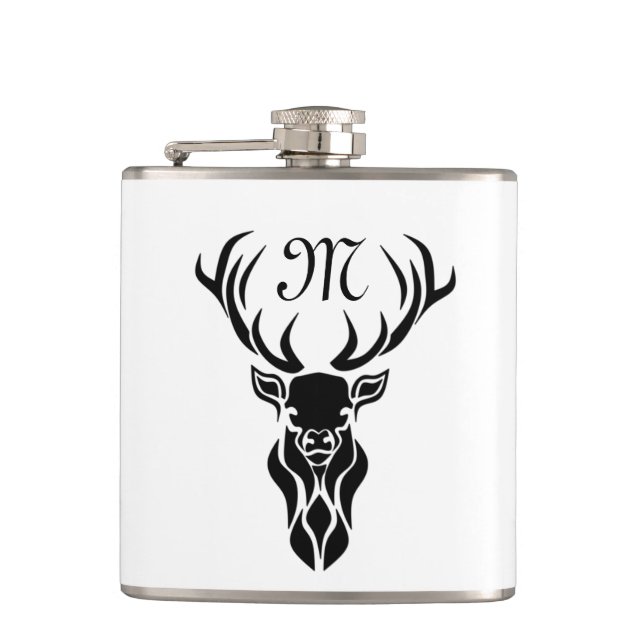 Flasques Tribal Black Stag Silhouette Monogramme (Devant)